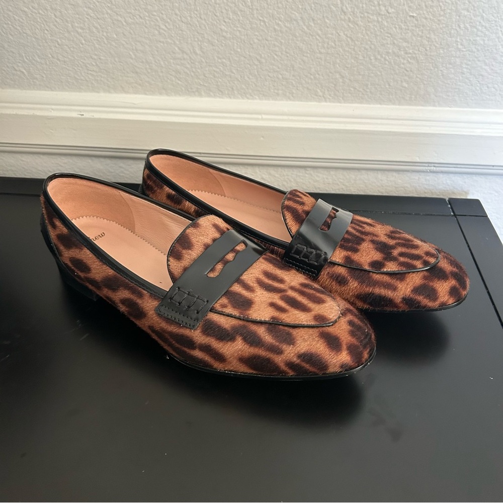 J.Crew Academy Leopard Calf Hair Penny Loafers